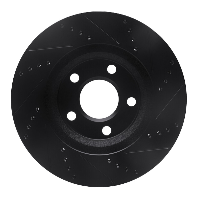 Buick Park Avenue Brake Rotor (1) - Front Left - R1 Concepts - Drilled & Slotted - Black - `97-`05